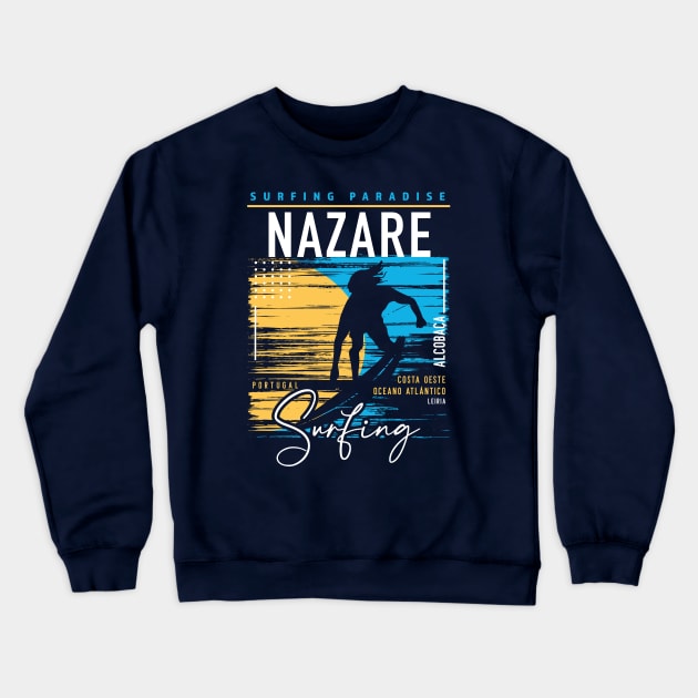 Retro Nazare Portugal Surfing // Surfers Paradise // Surf Portugal Crewneck Sweatshirt by SLAG_Creative